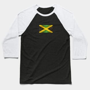 Vintage Aged and Scratched Jamaican Flag Baseball T-Shirt